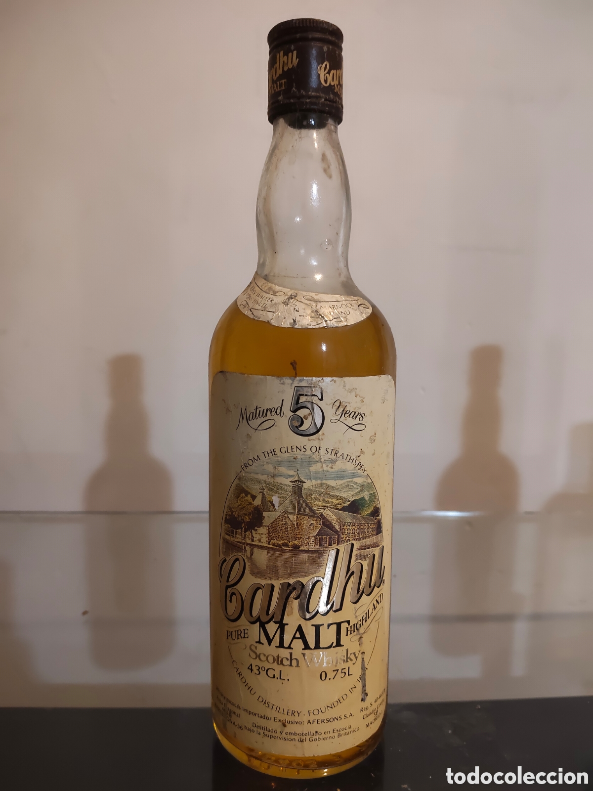Botellas antiguas: Cardhu Pur&eacute; Malt Highland Scotch Whisky 5 Years. A&ntilde;os 70/80