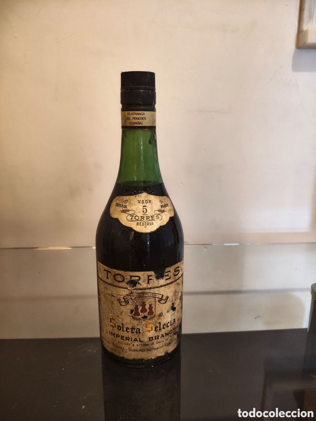 Botellas antiguas: Torres 5 Reserva Solera Selecta Imperial Brandy. V.SO.P. 75 cl . A&ntilde;os 70/80