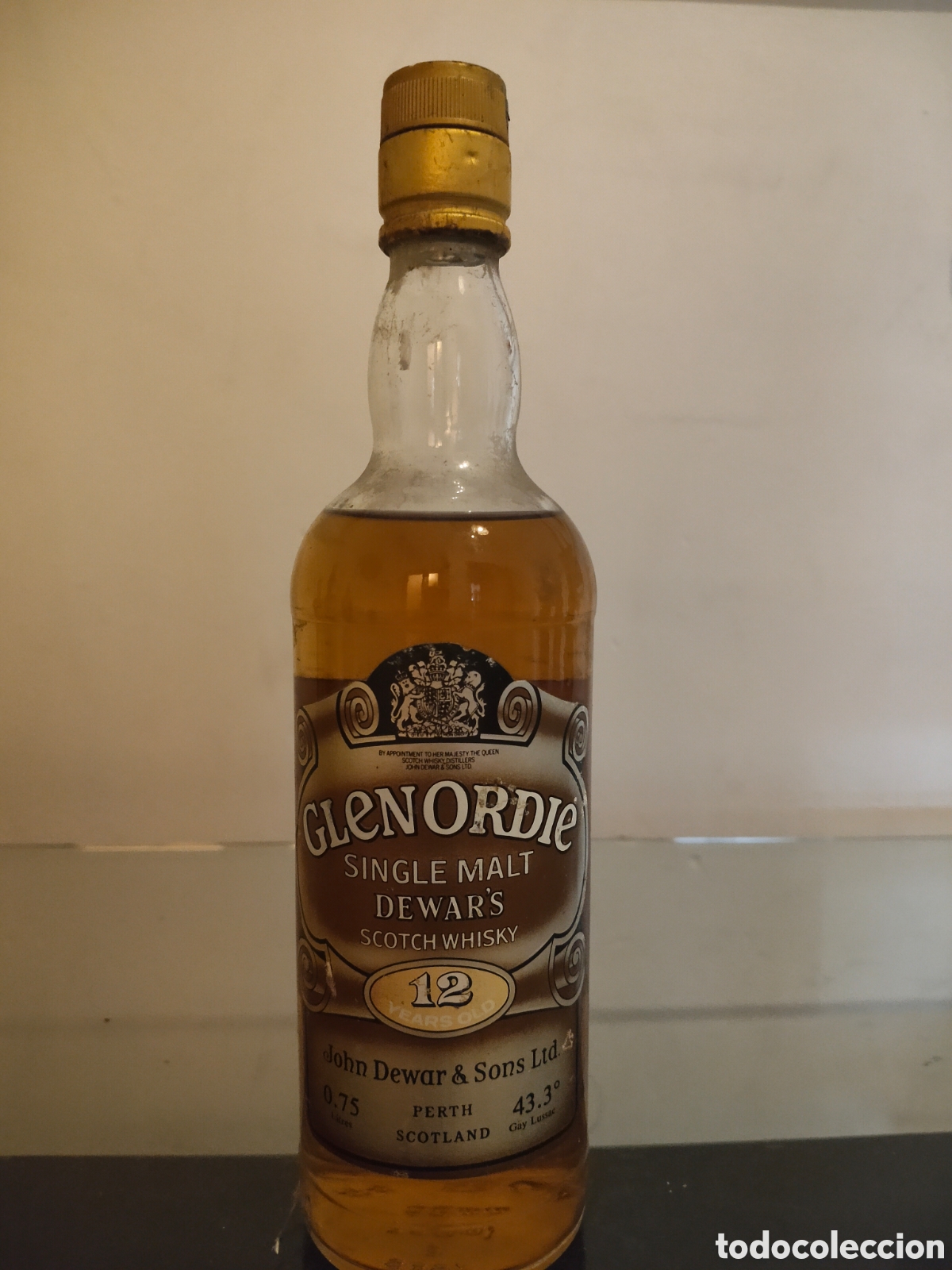 Botellas antiguas: Whisky Glen Ordie 12 Years Single Malt Dewar's 75cl. A&ntilde;os 80