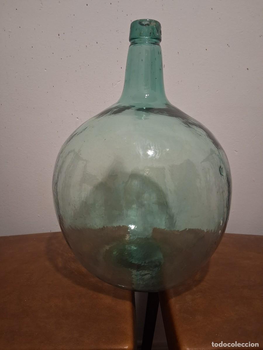 Botellas antiguas: Botella garrafa de cristal damajuana de 16 litros arroba jarron V. Levente Valencia