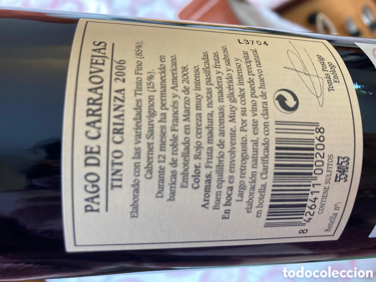Botellas antiguas: Ribera del Duero Pago de Carraovejas 2006