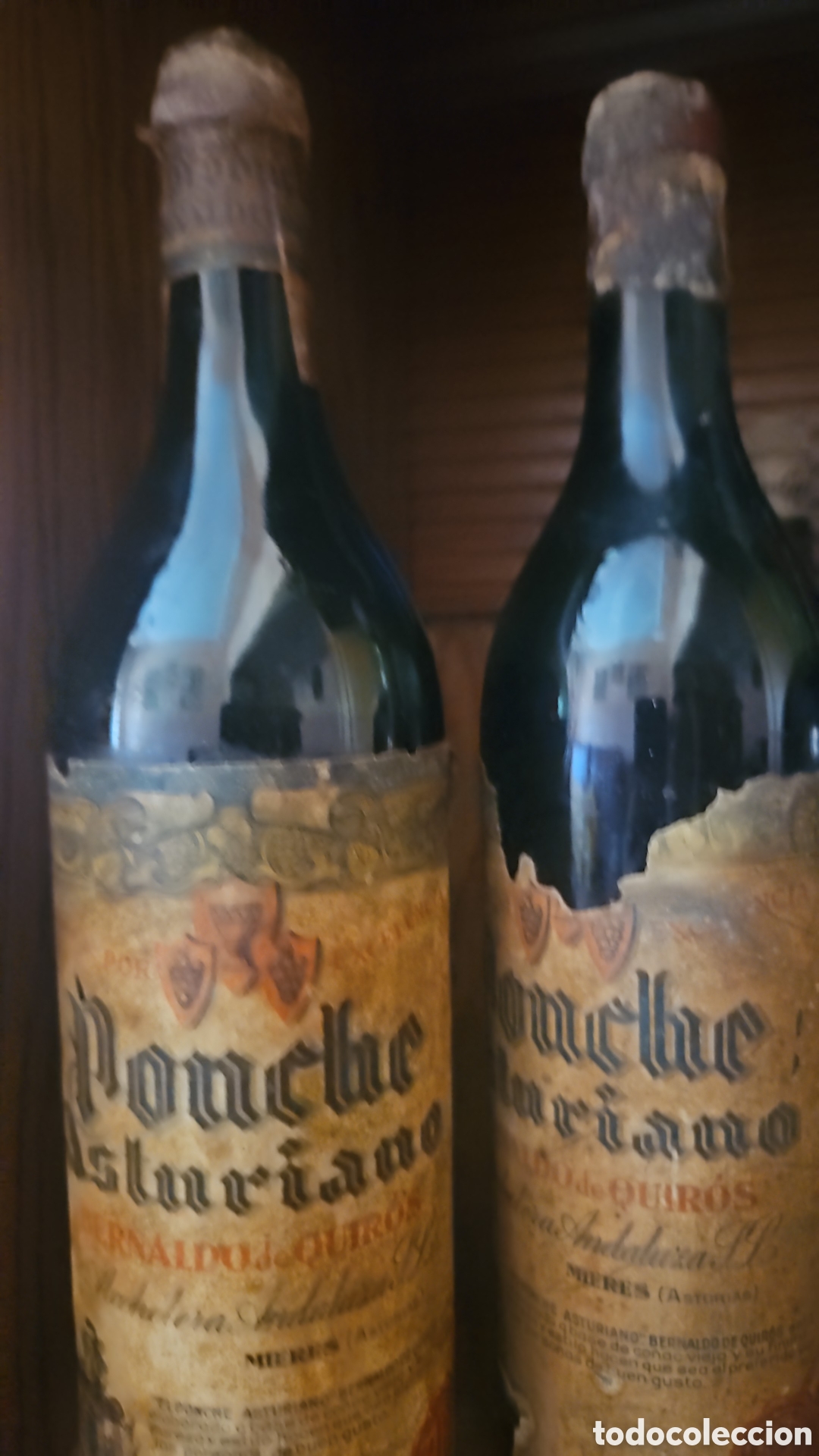 Botellas antiguas: Vendo lote de 2 botellas antiguas de Ponche Asturiano Bernaldo de Quir&oacute;s.