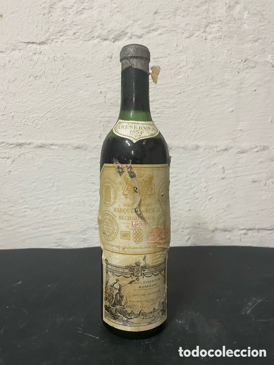 Botellas antiguas: Vino Marqu&eacute;s de Riscal Reserva 1954 - Excelente Nivel de Llenado