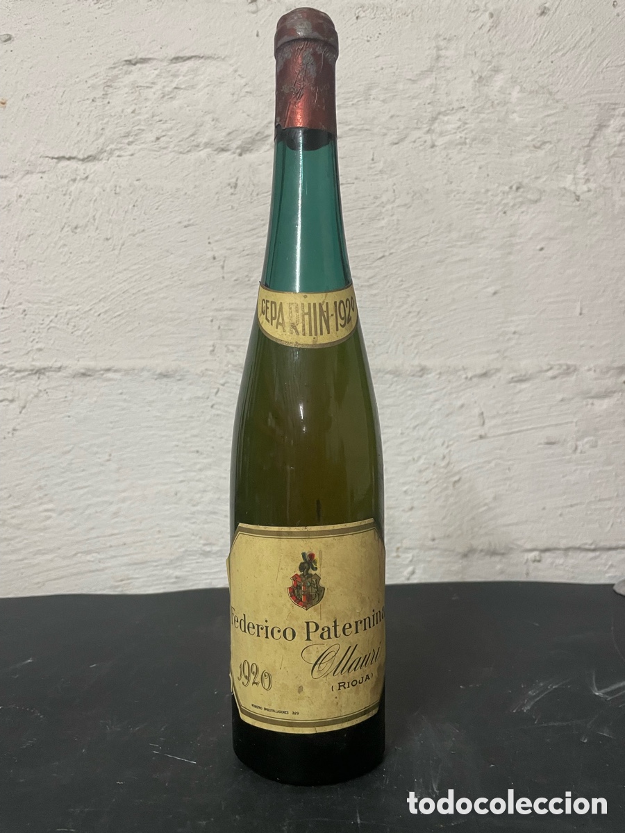 Botellas antiguas: Hist&oacute;rico Vino Blanco Federico Paternina Cepa Rhin 1920 - Ollauri (Rioja) - Botella Centenaria