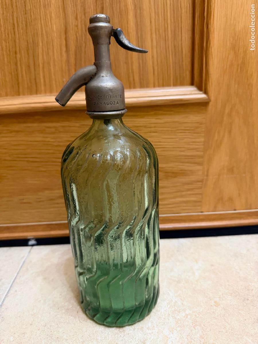 Botellas antiguas: Sif&oacute;n cabeza de plomo Jes&uacute;s diarte Zaragoza