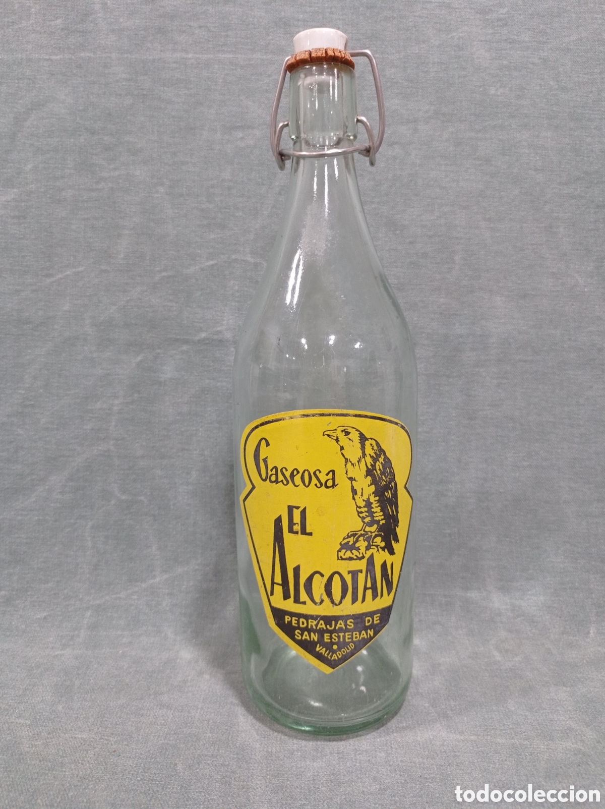 Botellas antiguas: ANTIGUA BOTELLA DE GASEOSA - EL ALCOT&Aacute;N - PEDRAJAS DE SAN ESTEBAN - VALLADOLID