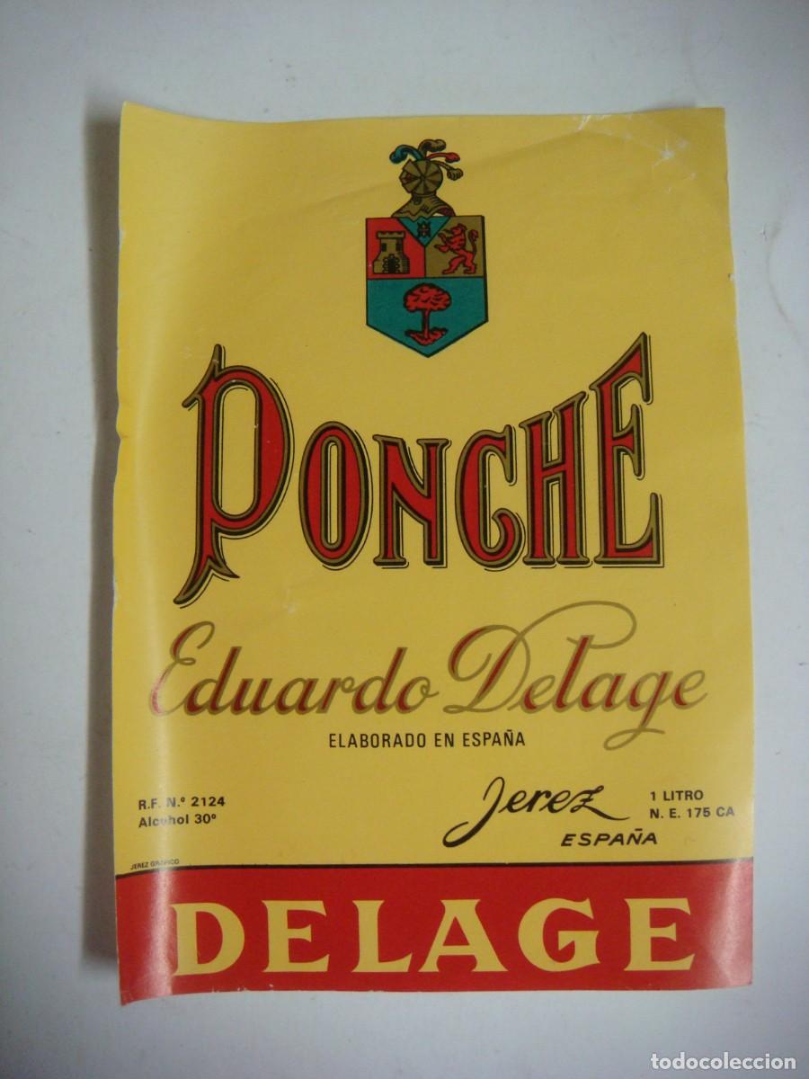 Botellas antiguas: ETIQUETA DE PONCHE EDUARDO DETAGE JEREZ ESPA&Ntilde;A-CAR-N&ordm;-82-BIS