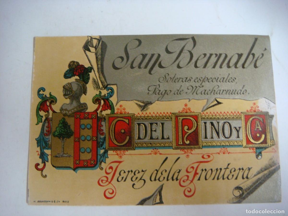Botellas antiguas: ETIQUETA DE SAN BERNABE JEREZ DE LA FRONTERA-CAR-N&ordm;-82-BIS