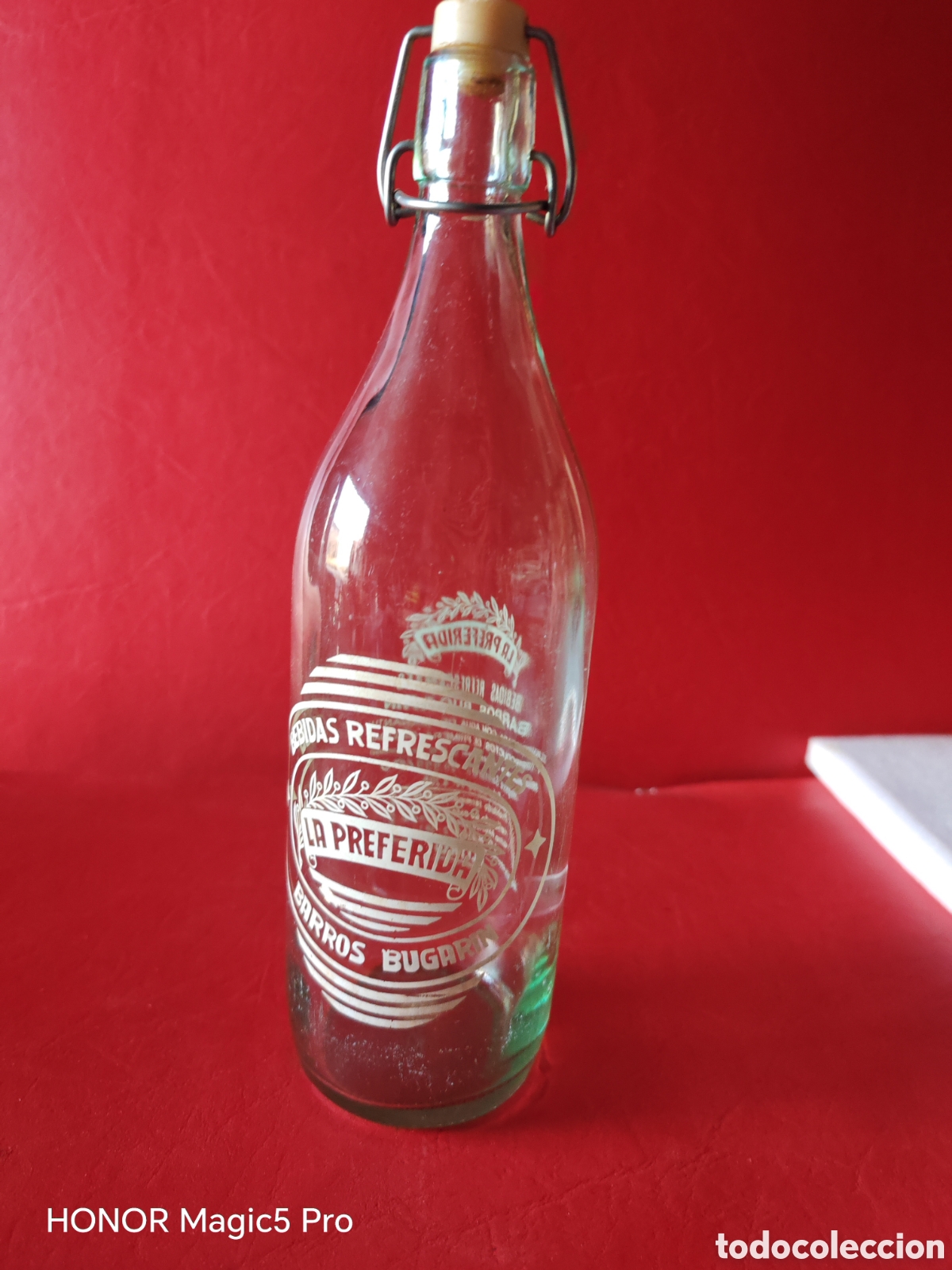 Botellas antiguas: Antigua botella de gaseosa la preferida serigrafiada.DE BARROS BUGARIN