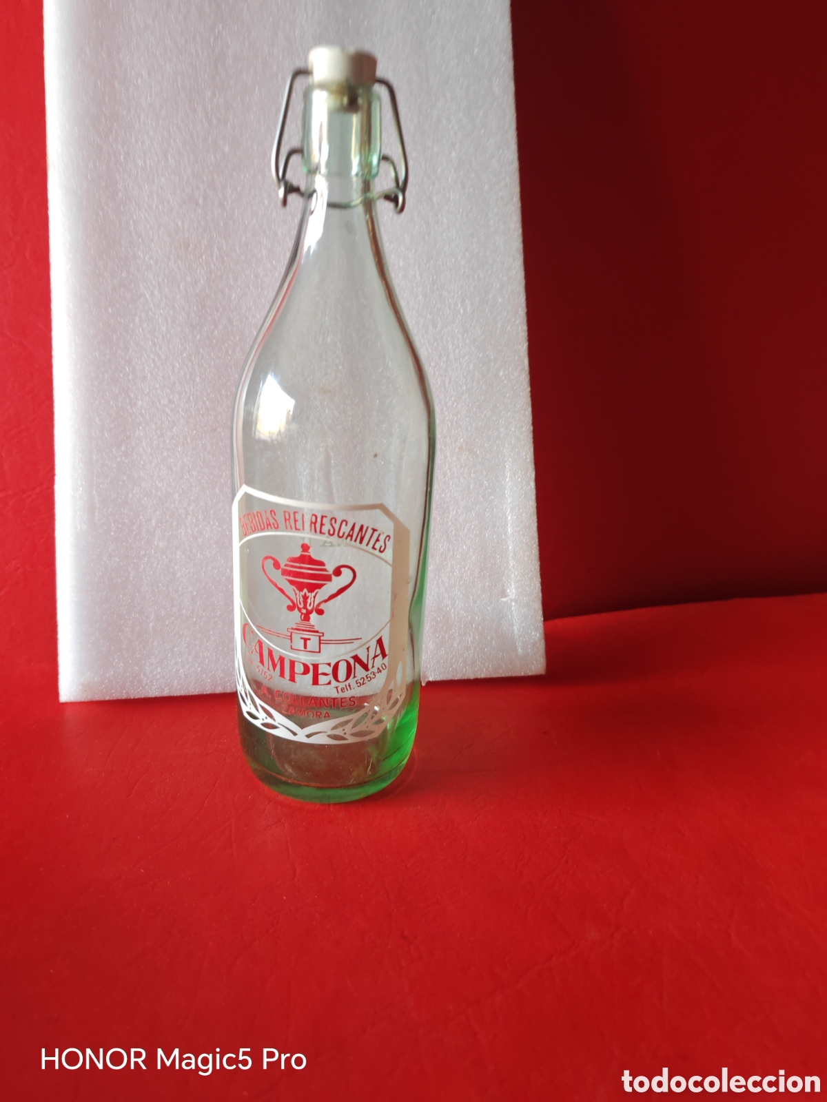 Botellas antiguas: Antigua botella de gaseosa CAMPEONA .A.COLLANTES, ZAMORA