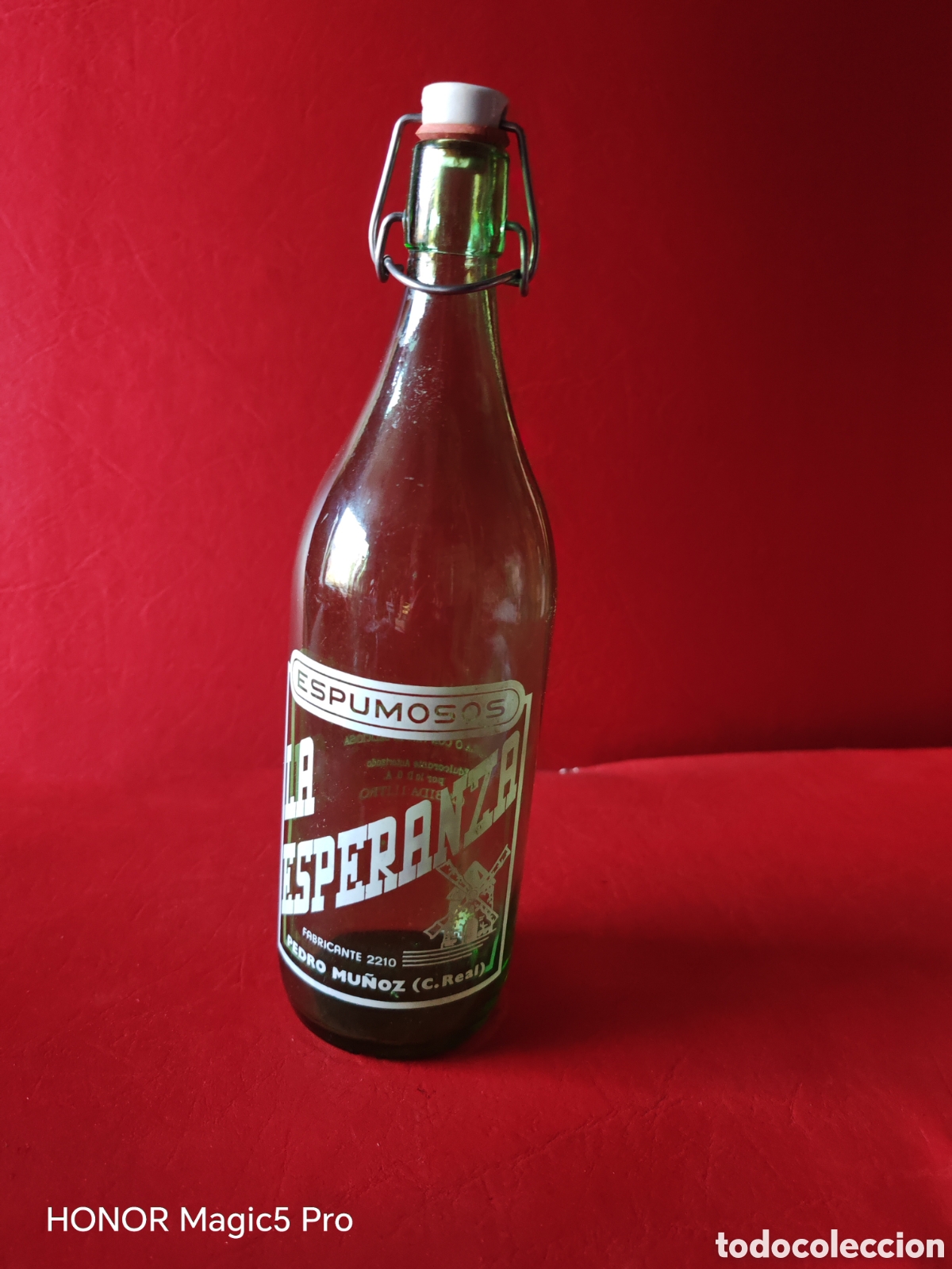 Botellas antiguas: Antigua botella de gaseosa.LA ESPERANZA. Pedro Mu&ntilde;oz ( C.REAL)