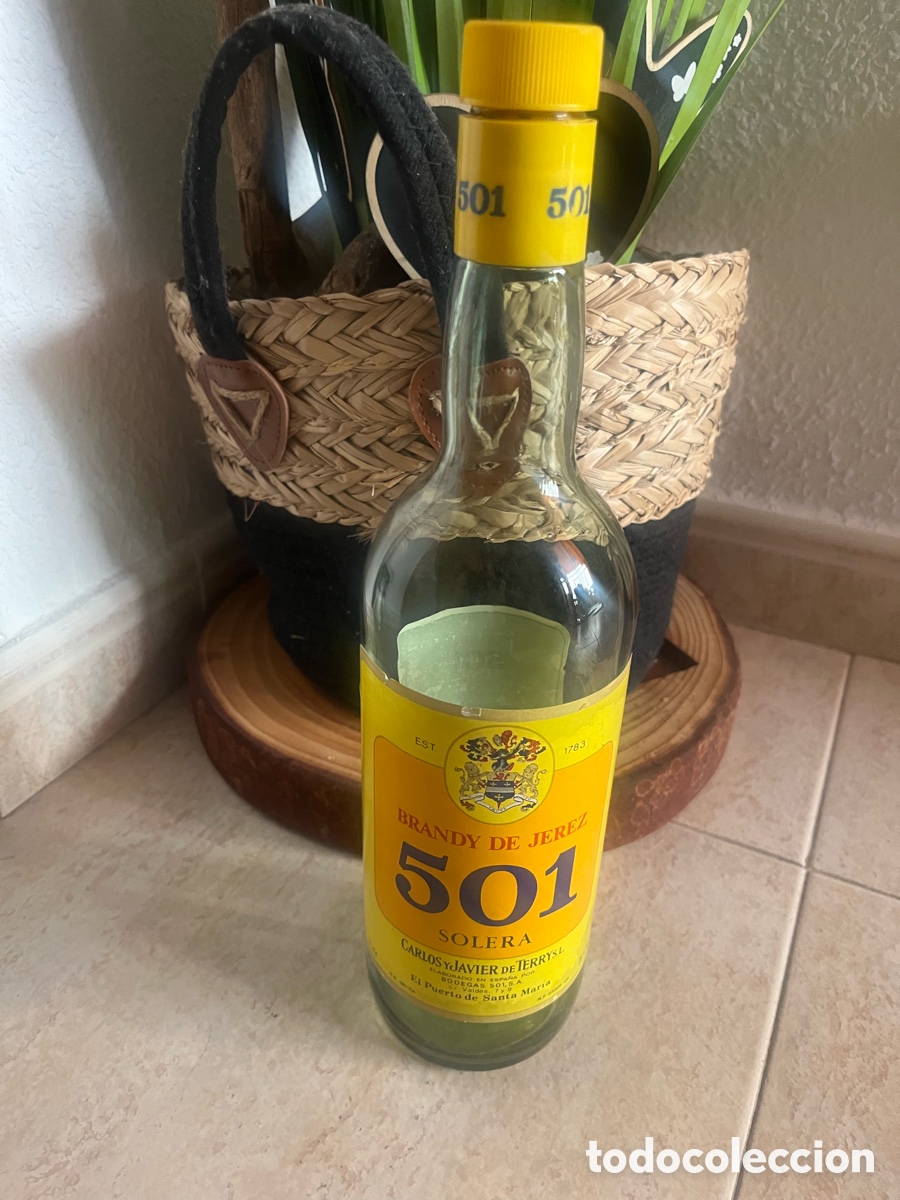 Botellas antiguas: Botella antigua Brandy de Jerez 501 Solera - Garvey / Javier de Terry