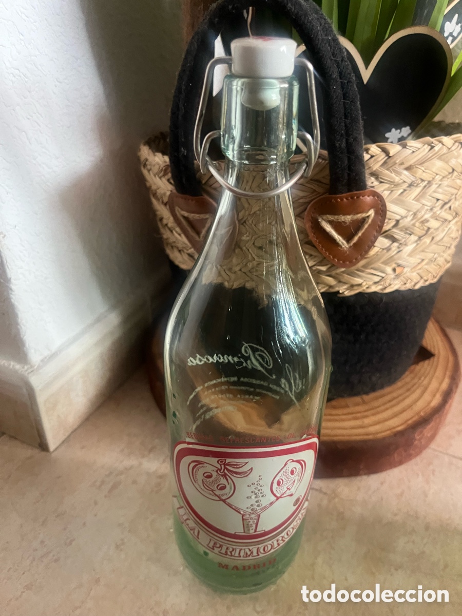 Botellas antiguas: Botella antigua La Primorosia Madrid &ndash; gaseosa &ndash; cierre mec&aacute;nico