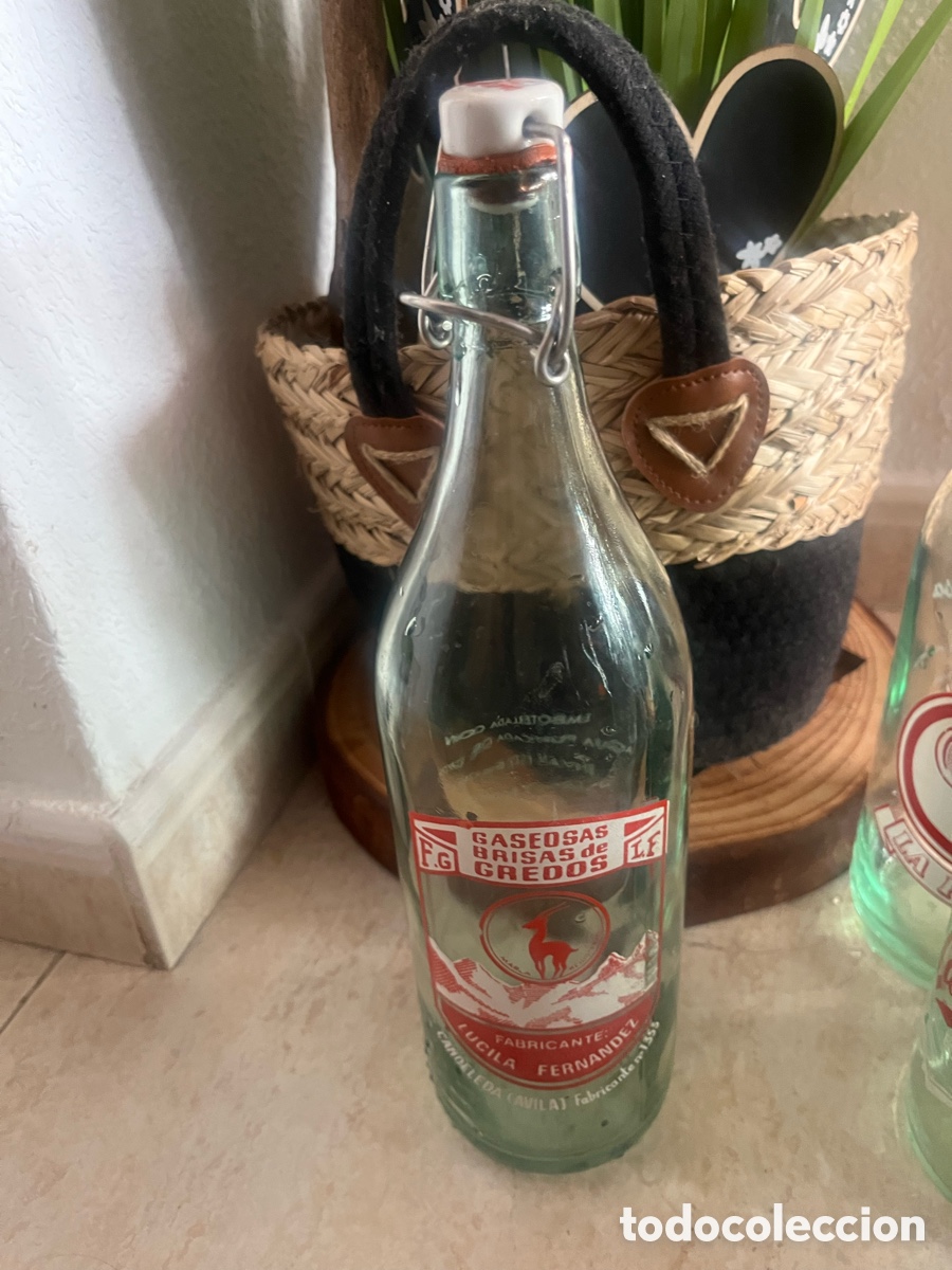 Botellas antiguas: Botella antigua Gaseosas Brisas de Gredos &ndash; cierre mec&aacute;nico &ndash; serigrafiada