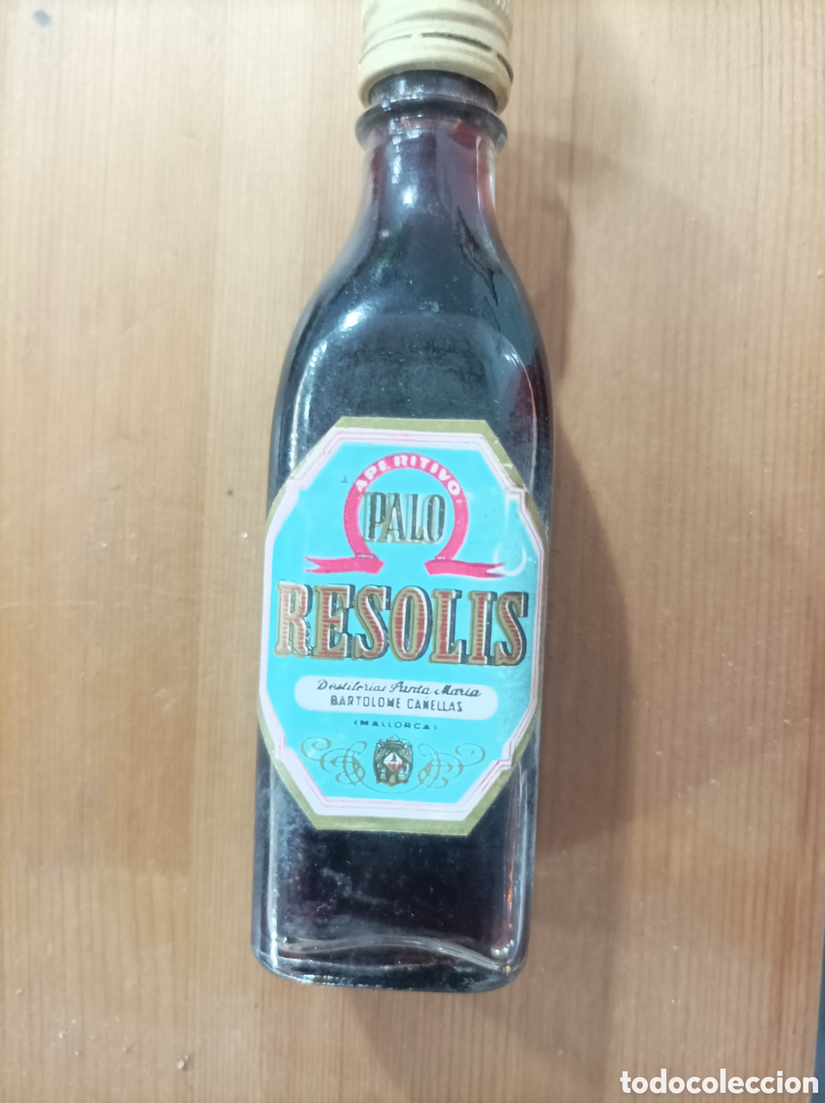 Botellas antiguas: BOTELLIN APERITIVO PALO RESOLIS DESTILER&Iacute;AS ANA MARIA MALLORCA