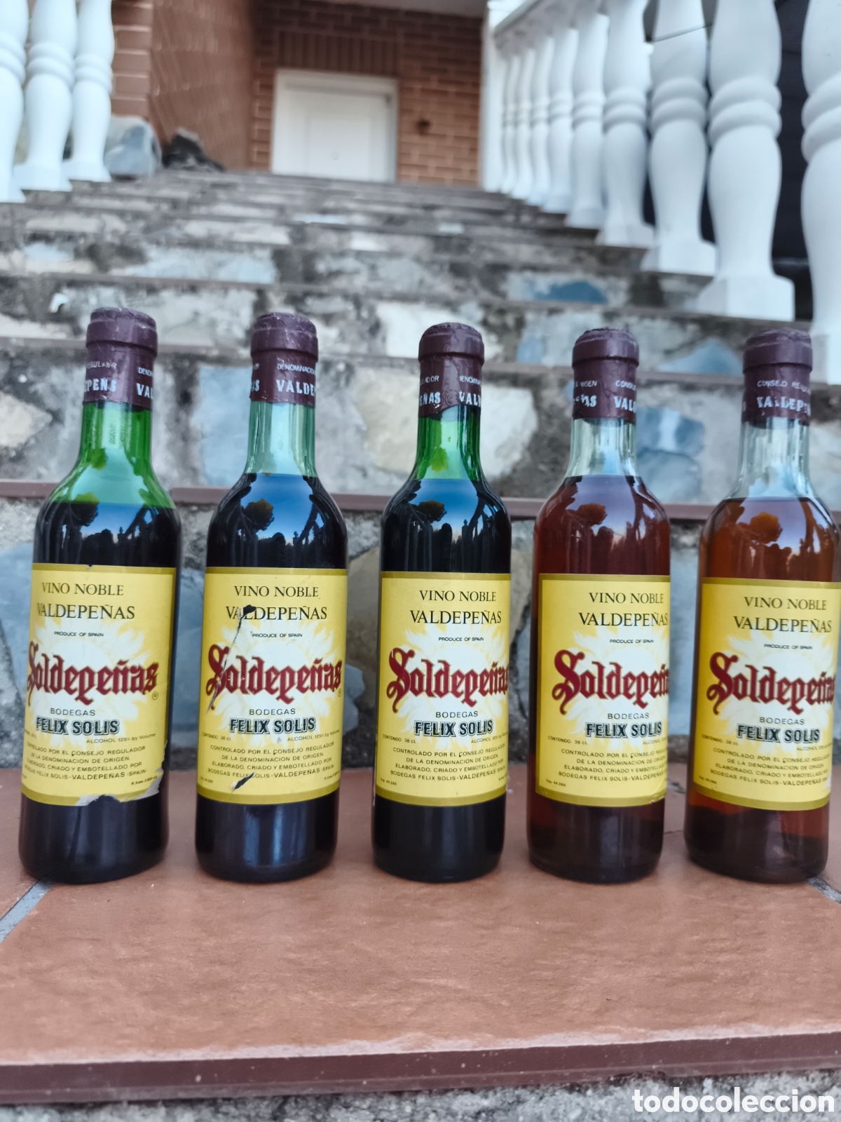 Antique bottles: Lote de 5 botellas Soldepe&ntilde;as antiguo a&ntilde;o 70/80