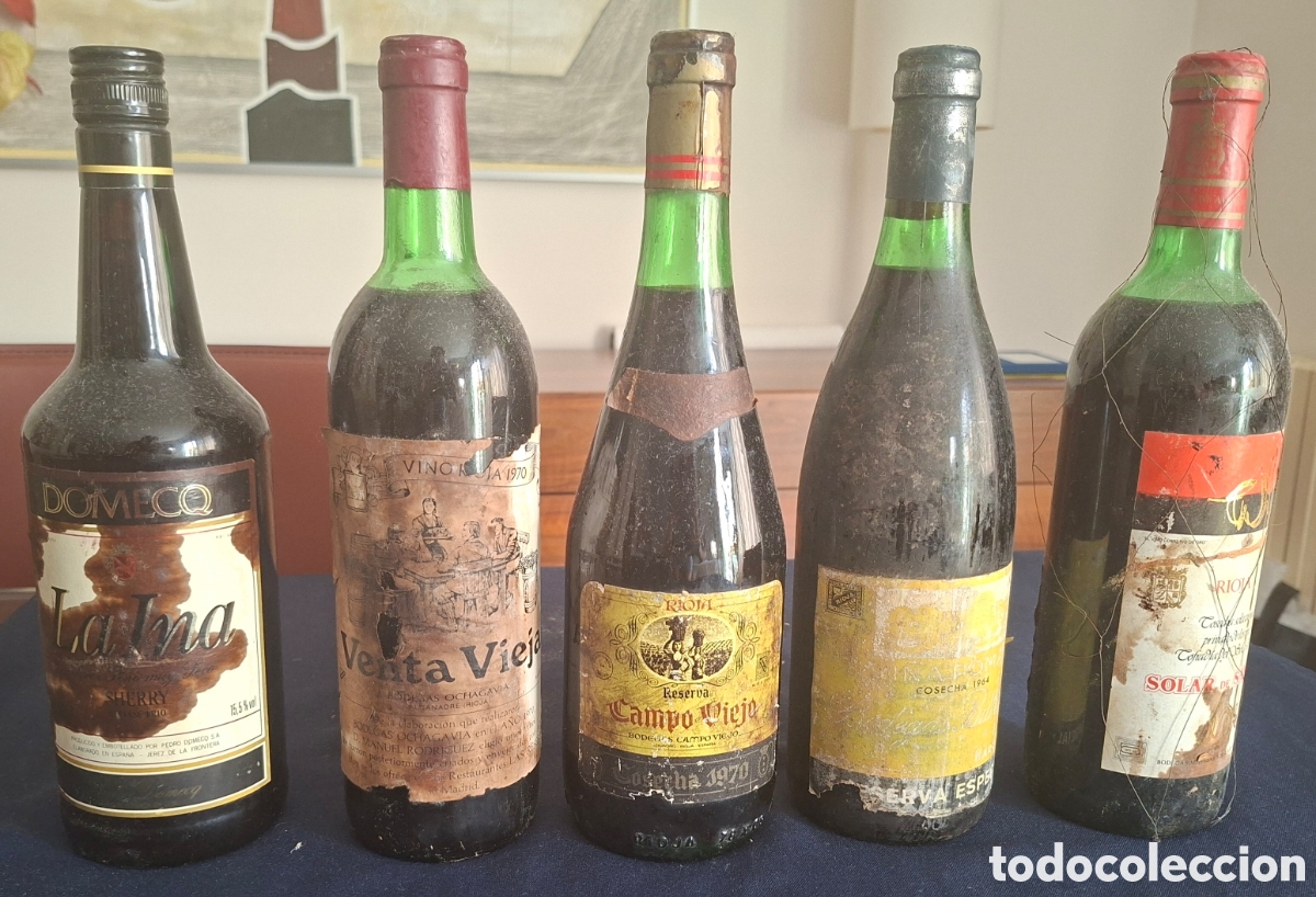 Botellas antiguas: Lote botellas antiguas vino.