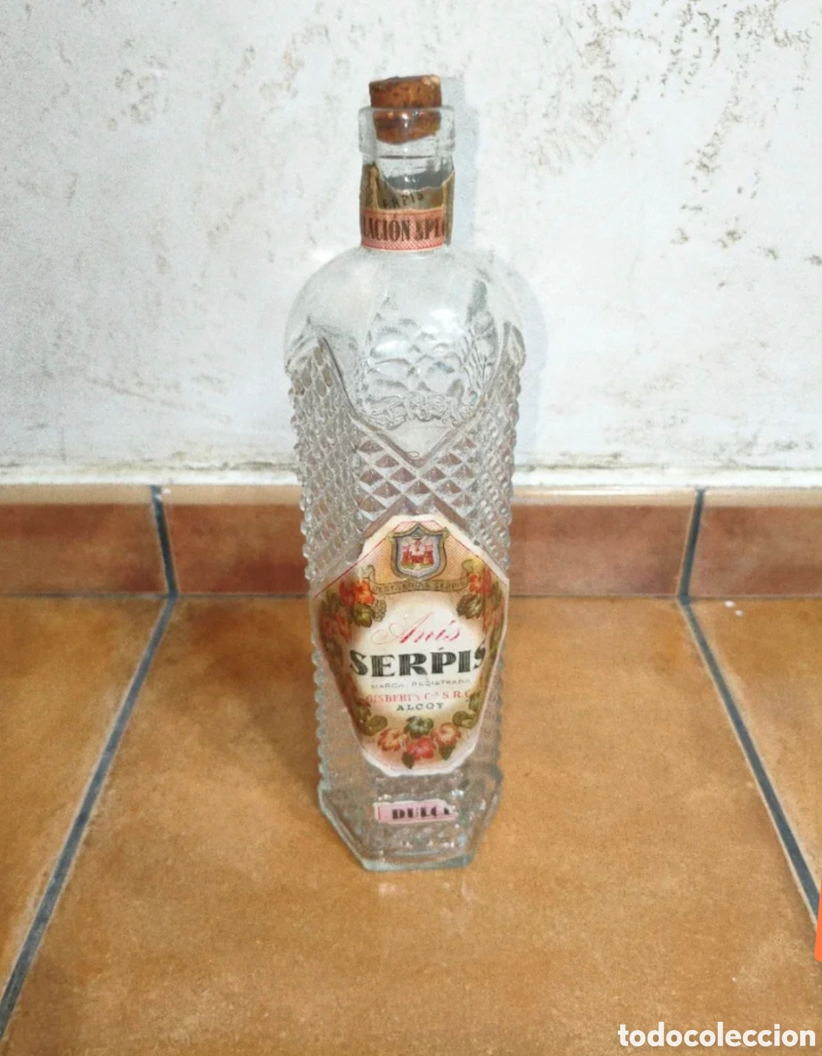 Botellas antiguas: Botella Antigua An&iacute;s Serpis Coleccionista