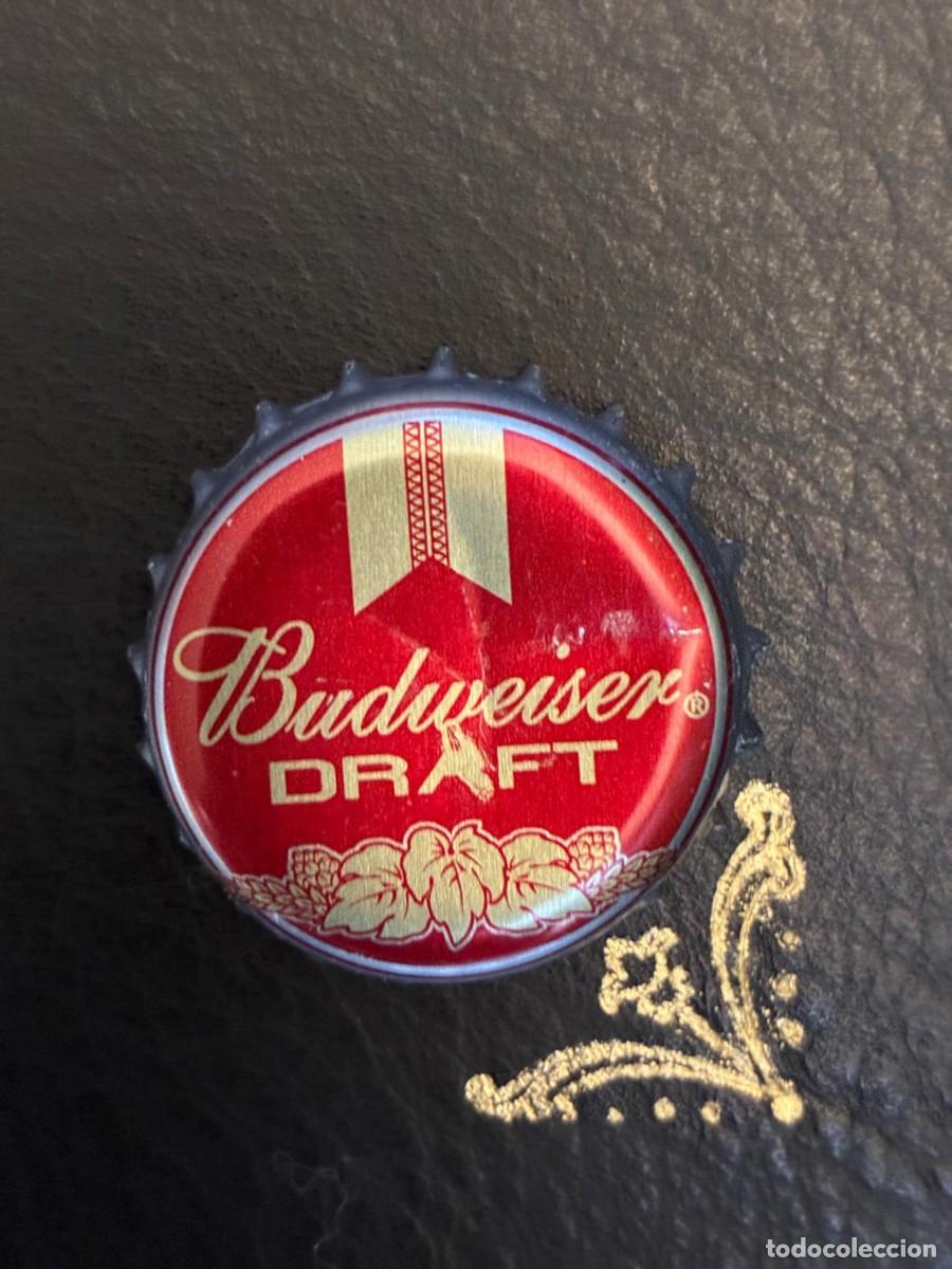 Botellas antiguas: Chapa de cerveza BUDWEISER DRAFT ROJA BOTTLE CAP BEER BIRRA