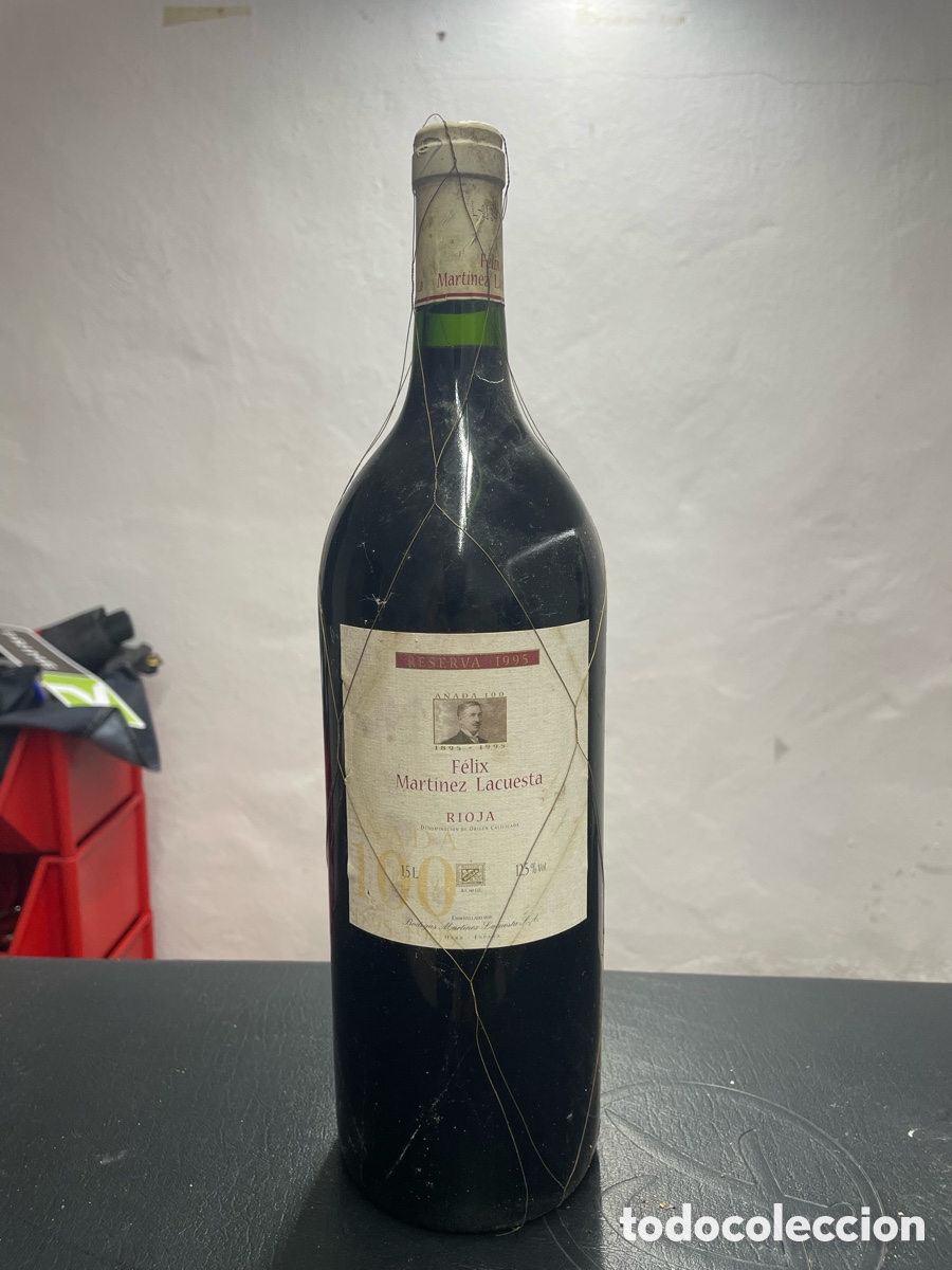 Botellas antiguas: Botella magnum tinto F&eacute;lix Mart&iacute;nez Lacuesta