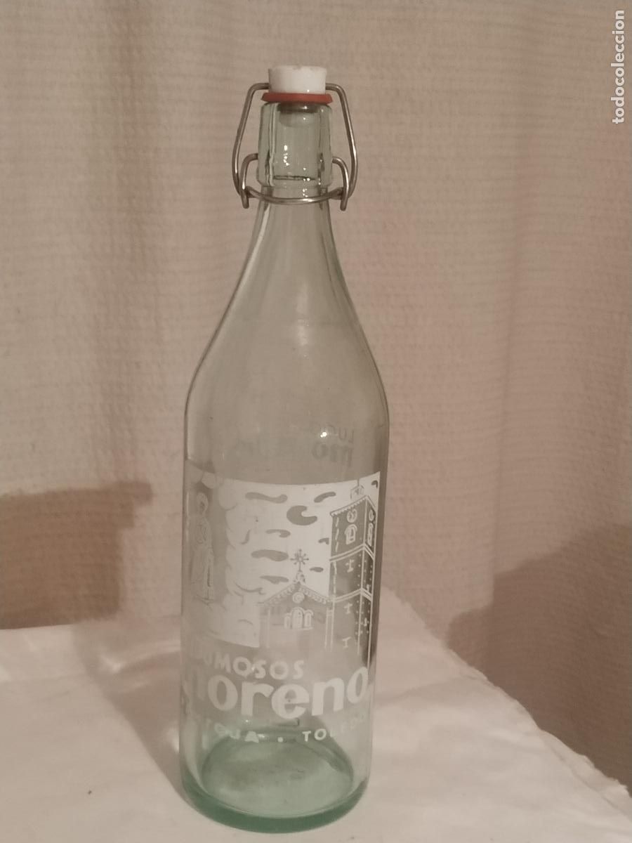 Alte Flaschen: Botella Gaseosa Montero Pantoja (Toledo) Serigrafiada con Santa B&aacute;rbara y Torre iglesia