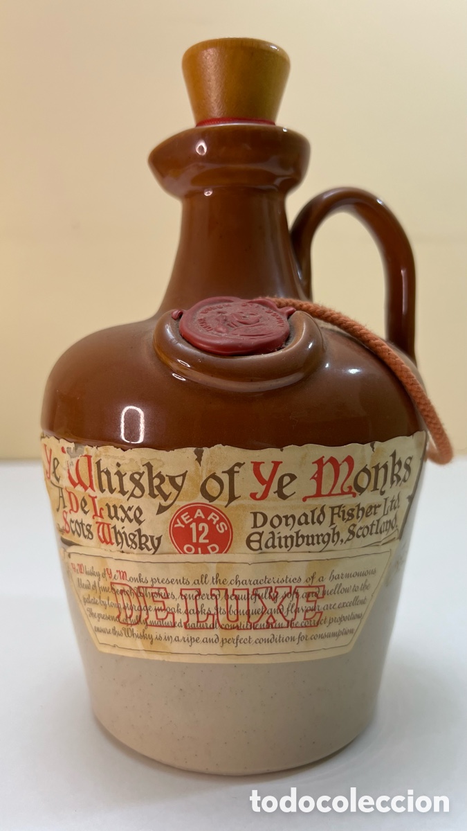 Botellas antiguas: BOTELLA VACIA EN GRES VIDRIADO, DE WHISKY MONKS, ESCOCIA.