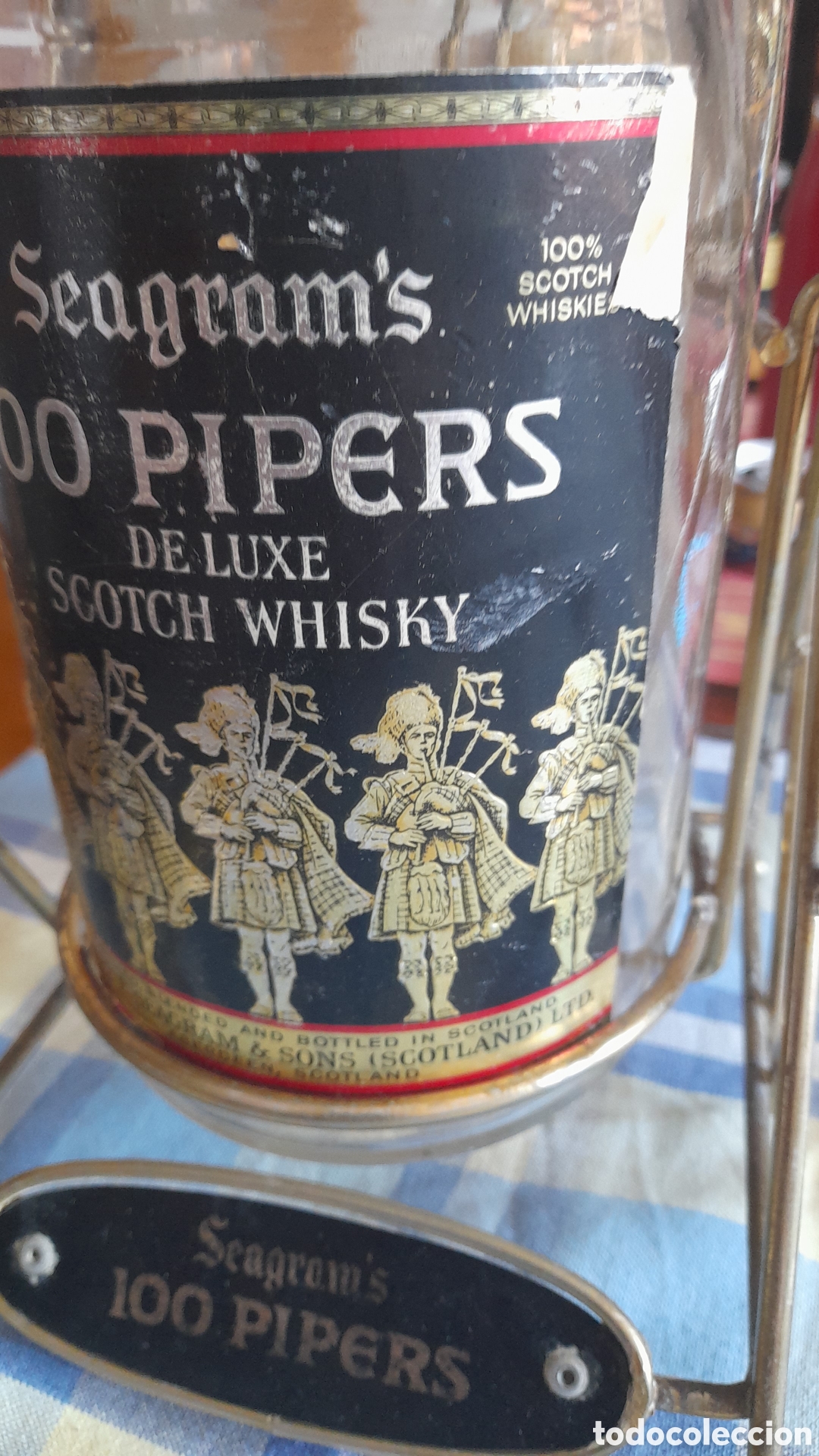 Botellas antiguas: Botell&oacute;n whisky con soporte - Foto 6