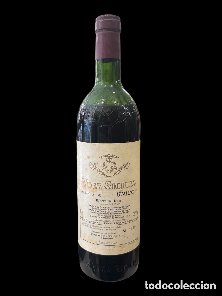 Botellas antiguas: Botella de vino Vegas Sicilia, 1962