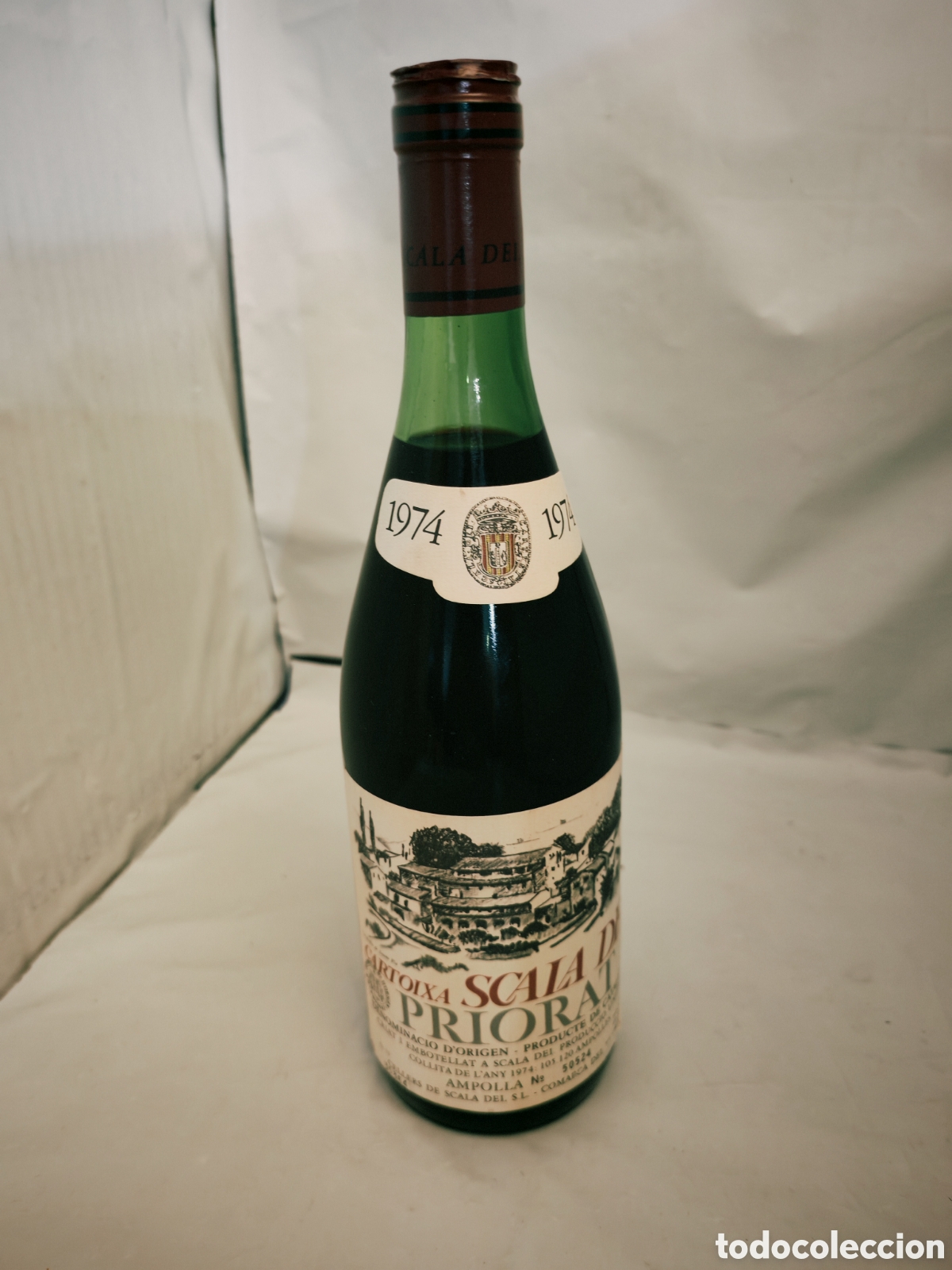 Botellas antiguas: Vino de colecci&oacute;n CARTOIXA SCALA DEI PRIORAT 1974 (Edici&oacute;n numerada, etiquetas en buen estado)
