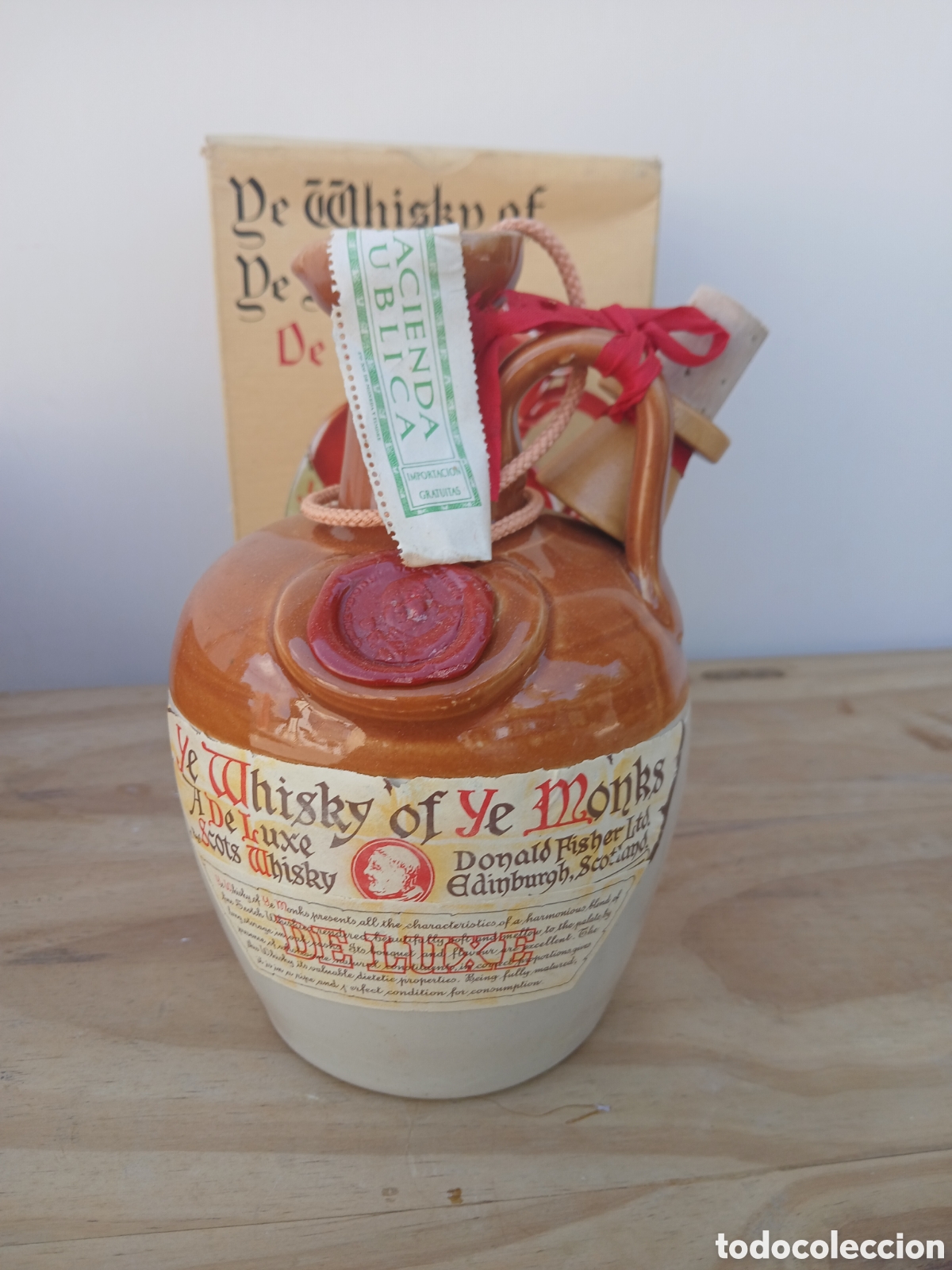 Botellas antiguas: BOTELLA CANECO YE WHISKY OF YE MONKS DE LUXE SCOTCH YEARS 12 OLD DONALD FISHER LTD EDINBURGH.