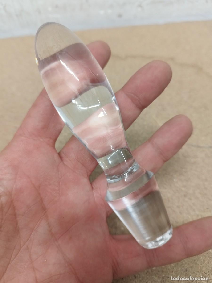 Botellas antiguas: Antiguo gran tapin de cristal para botella.