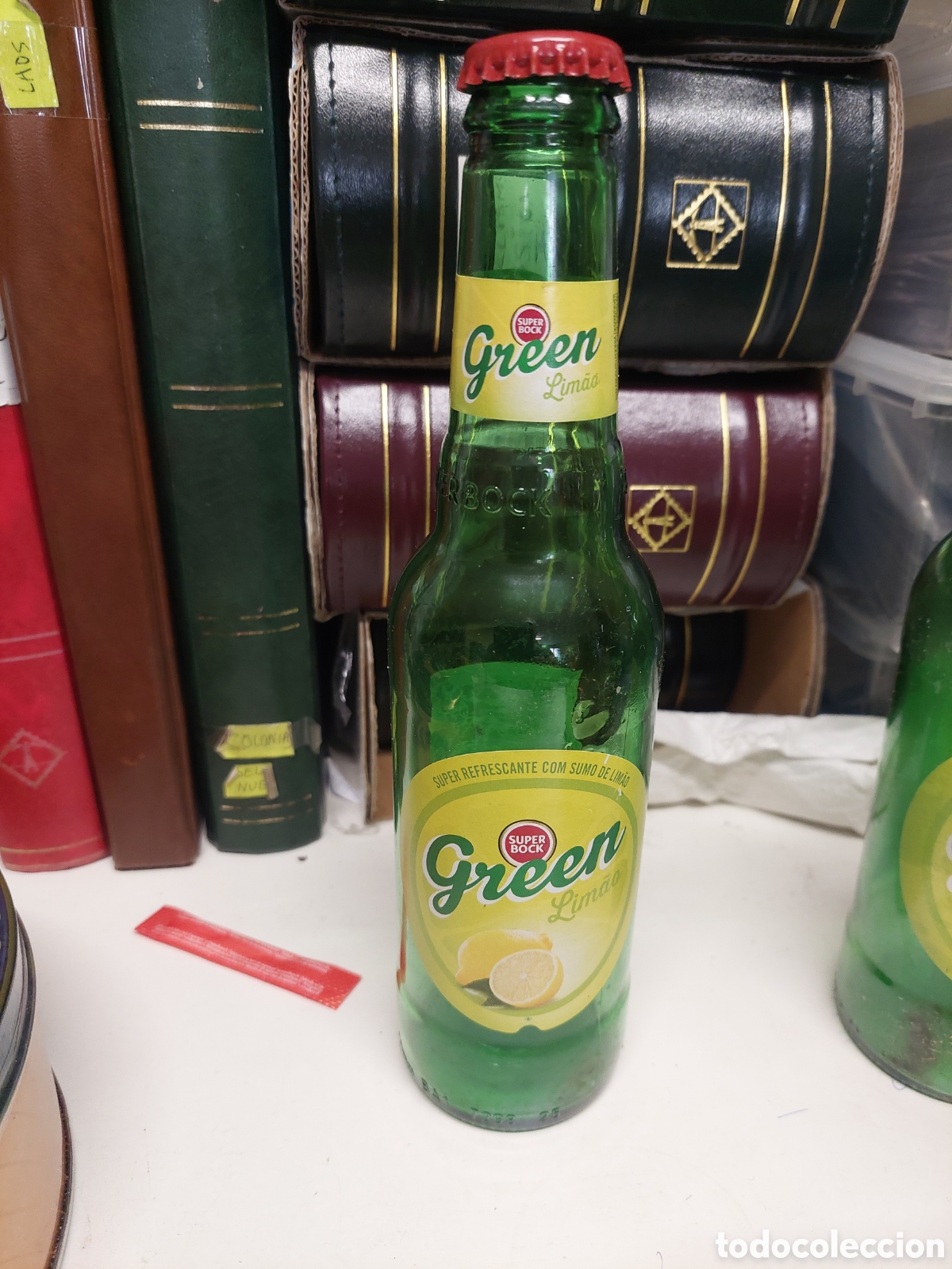 Botellas antiguas: BOTELLA CERVEZA LIMON GREEN SUPER BOCK