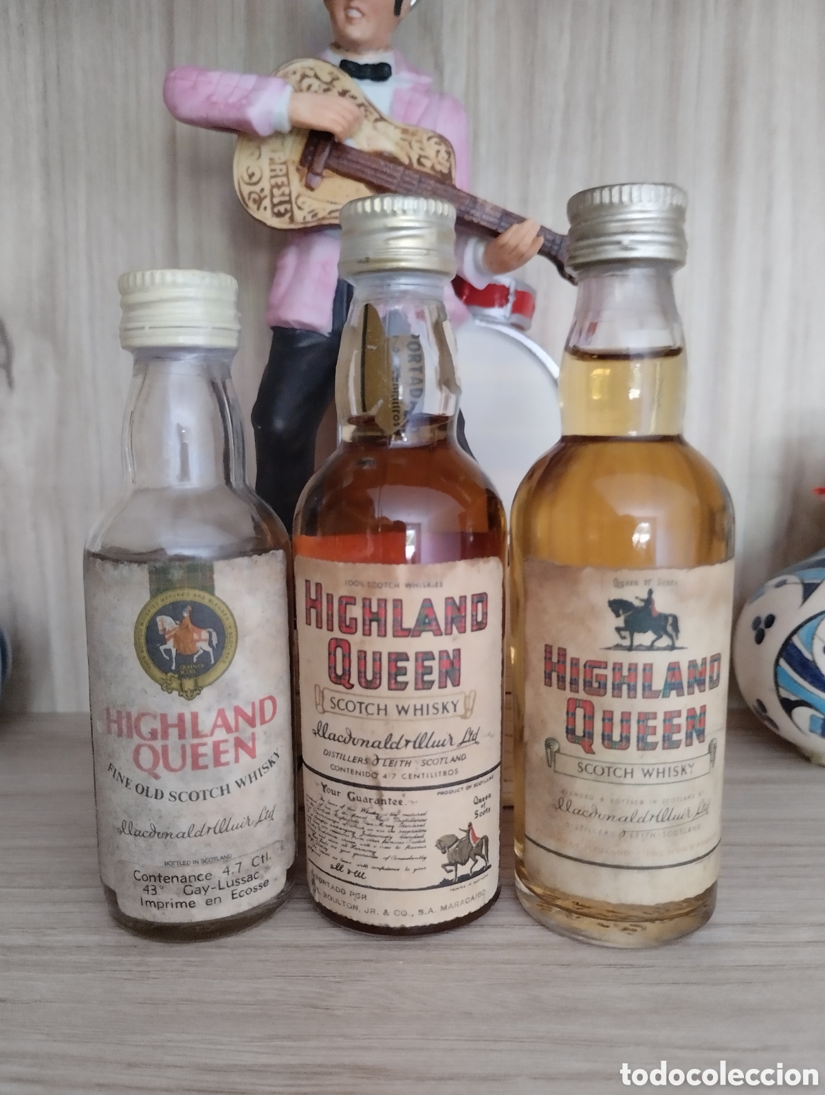Botellas antiguas: Botellas miniatura whisky Highland queen