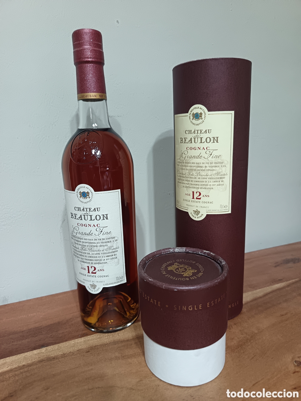 Botellas antiguas: Co&ntilde;ac Ch&acirc;teau de Beaulon 12 a&ntilde;os - Foto 2