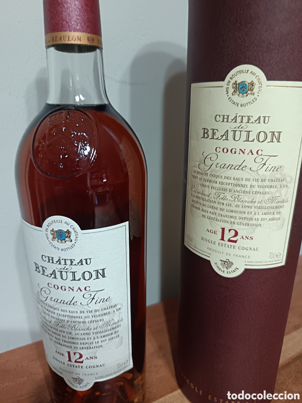 Botellas antiguas: Co&ntilde;ac Ch&acirc;teau de Beaulon 12 a&ntilde;os - Foto 3