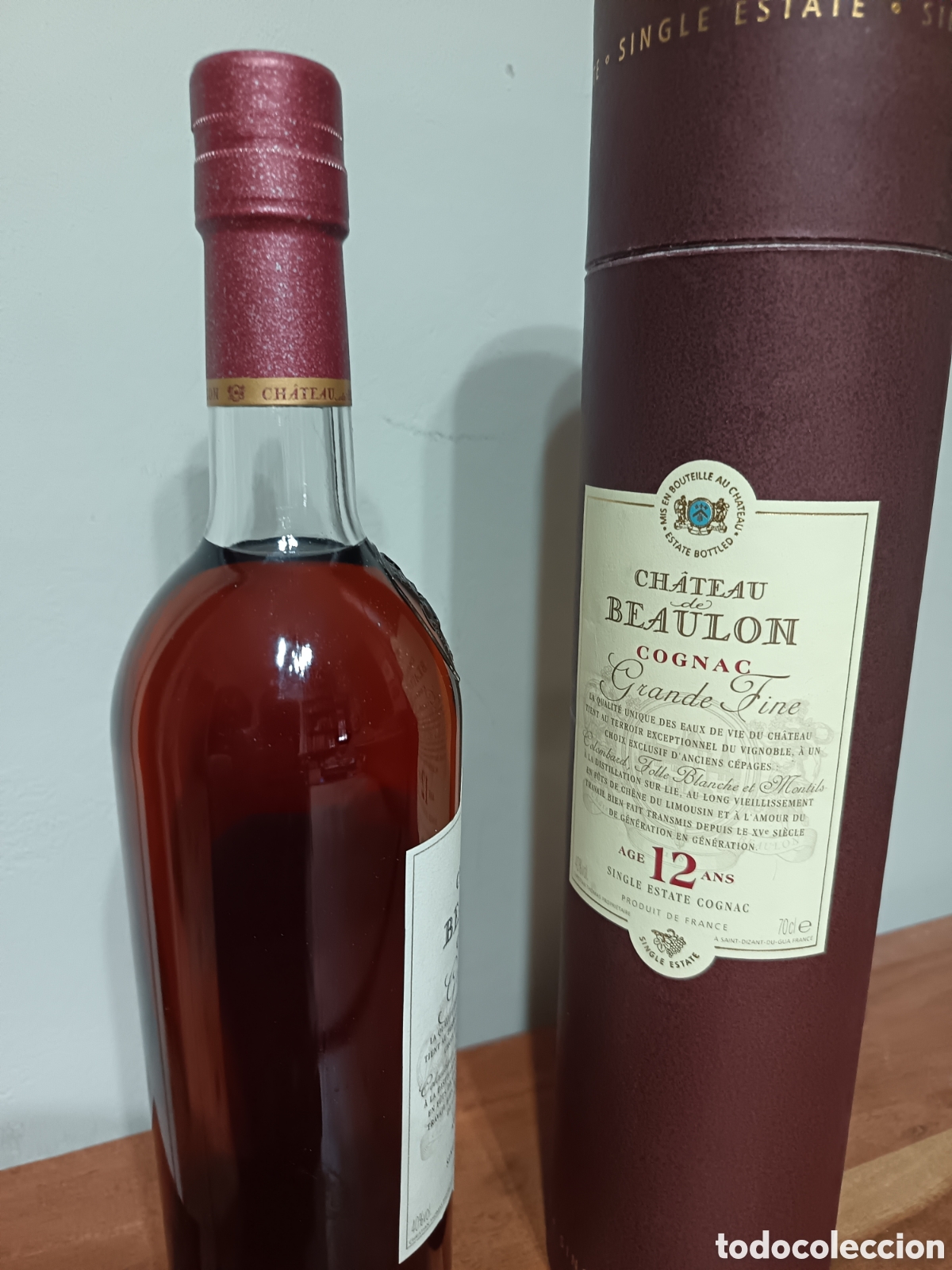 Botellas antiguas: Co&ntilde;ac Ch&acirc;teau de Beaulon 12 a&ntilde;os - Foto 4