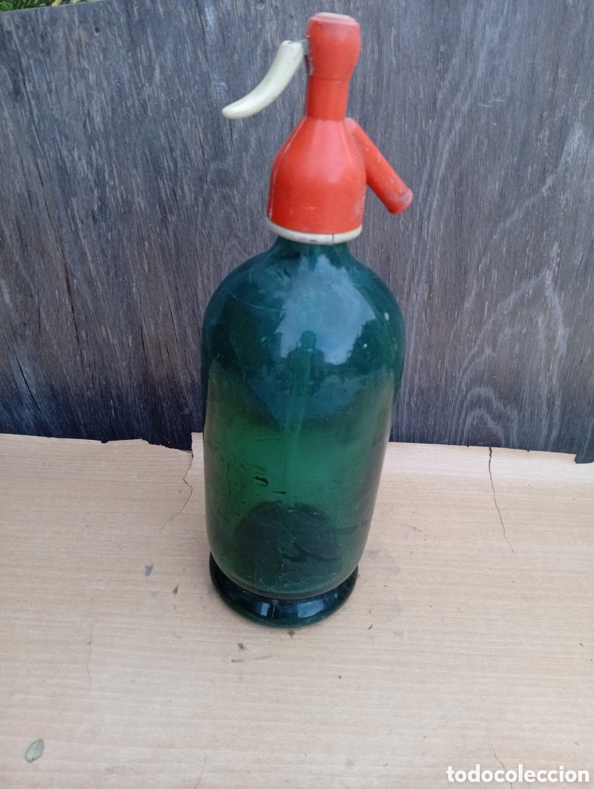Botellas antiguas: Botella sifon vidrio verde - Foto 2