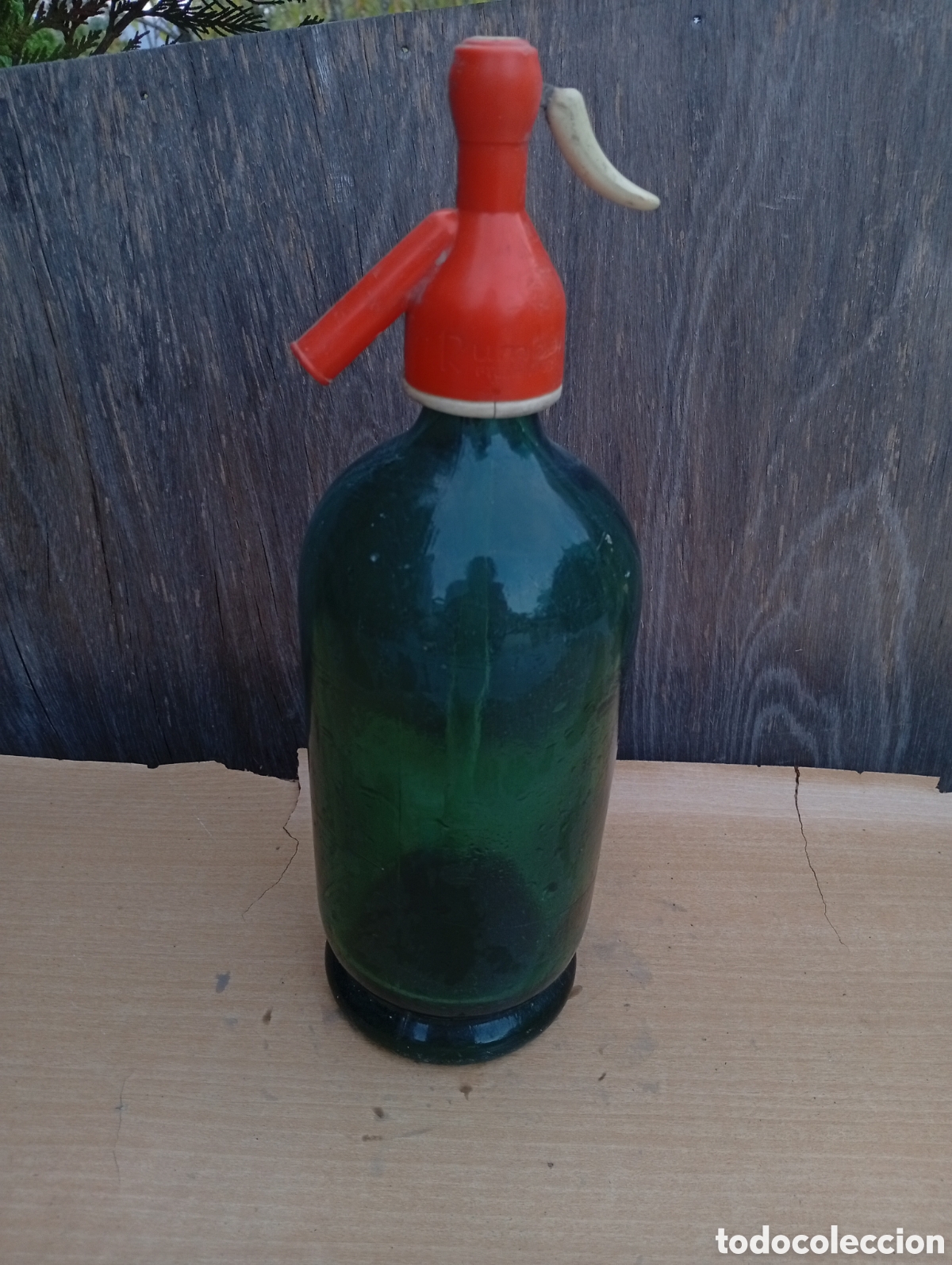 Botellas antiguas: Botella sifon vidrio verde - Foto 3