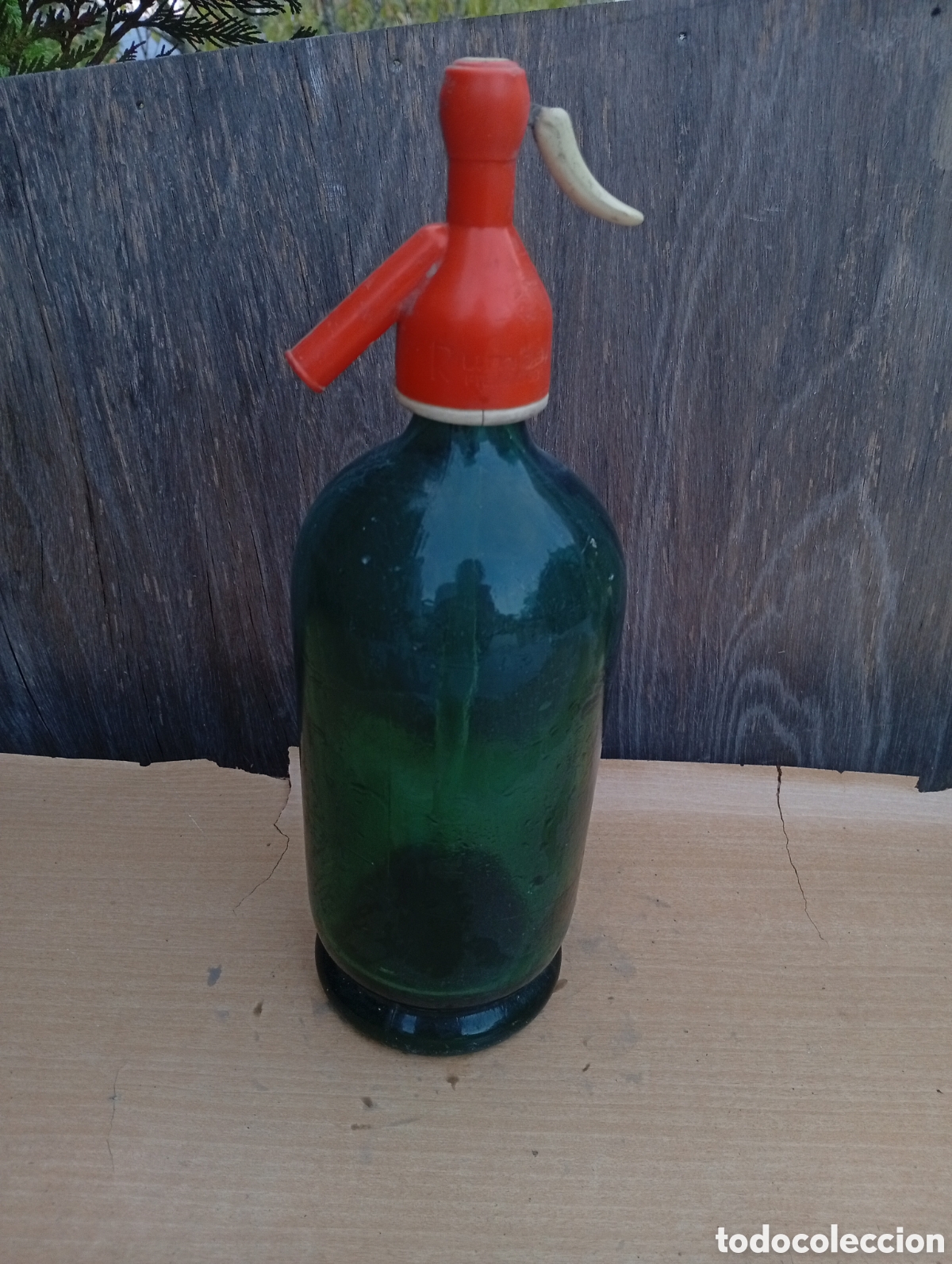 Botellas antiguas: Botella sifon vidrio verde