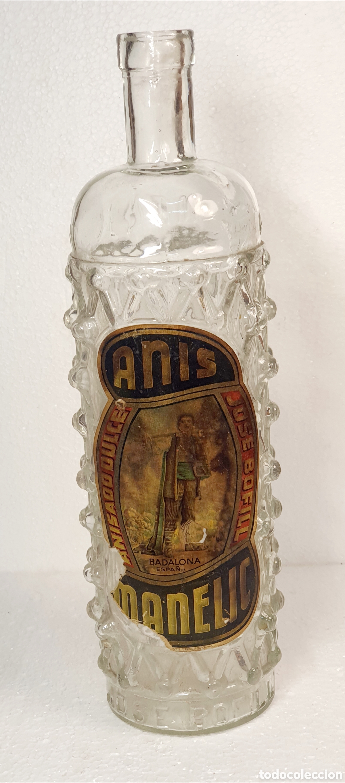 Botellas antiguas: BOTELLA ANIS MANELIC *** JOS&Eacute; BOFILL *** BADALONA