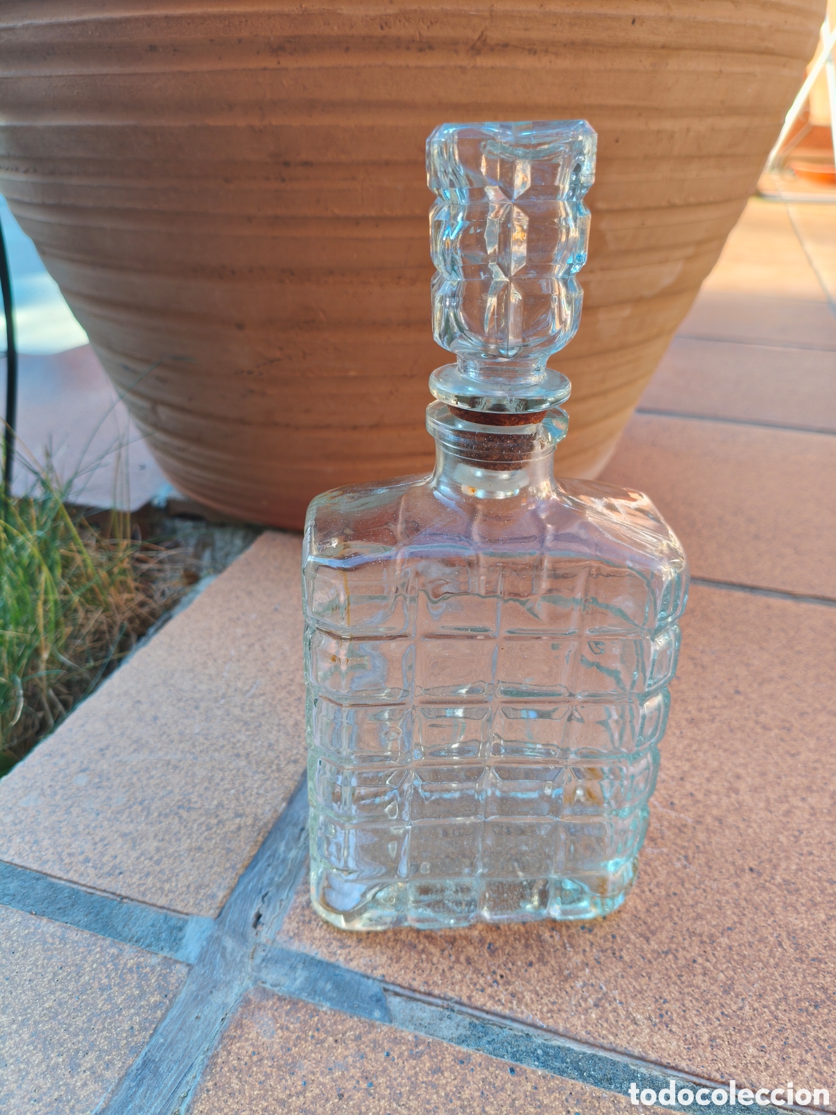 Botellas antiguas: Licorera Vintage Vidrio Cuadrada