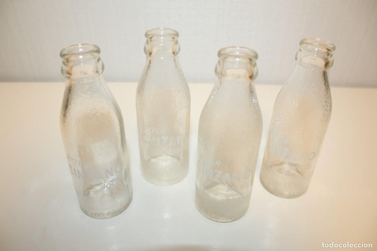 Botellas antiguas: 4 ANTIGUAS BOTELLAS BOTELLINES CINZANO SODA - A&Ntilde;OS 70/80