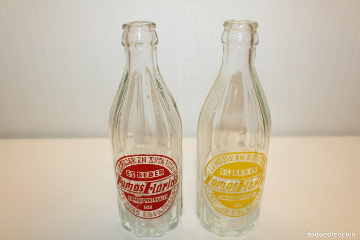 Botellas antiguas: 2 ANTIGUAS BOTELLAS ZUMO FLORIDA - A&Ntilde;OS 60/70