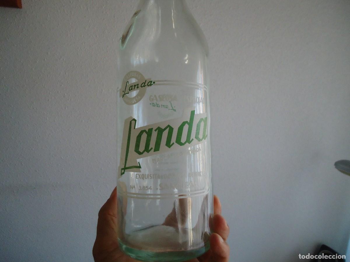 Botellas antiguas: botella gaseosa landa sanguesa aoiz navarra espumosos agua carbonatada seltz restaurante bar