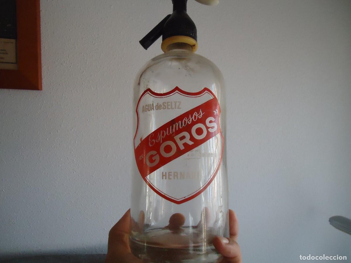 Botellas antiguas: sifon botella seltz espumosos goros hernani san sebastian guipuzcoa gaseosa hernaniarra guipuzcoano