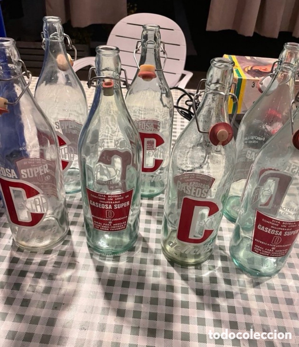 Botellas antiguas: 7 Botellas Vidrio Super Extra + Caja - Foto 2