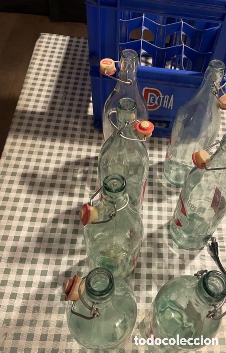 Botellas antiguas: 7 Botellas Vidrio Super Extra + Caja - Foto 3