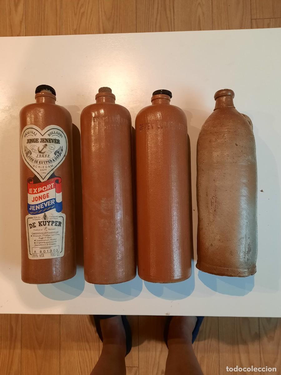 Botellas antiguas: Lote de 4 botellas de barro antigua (canecos). Antiguas. En buen estado.
