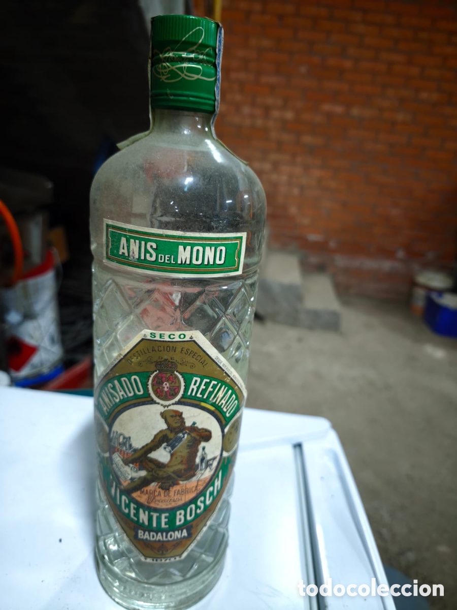 Botellas antiguas: Antigua botella de An&iacute;s del Mono Seco