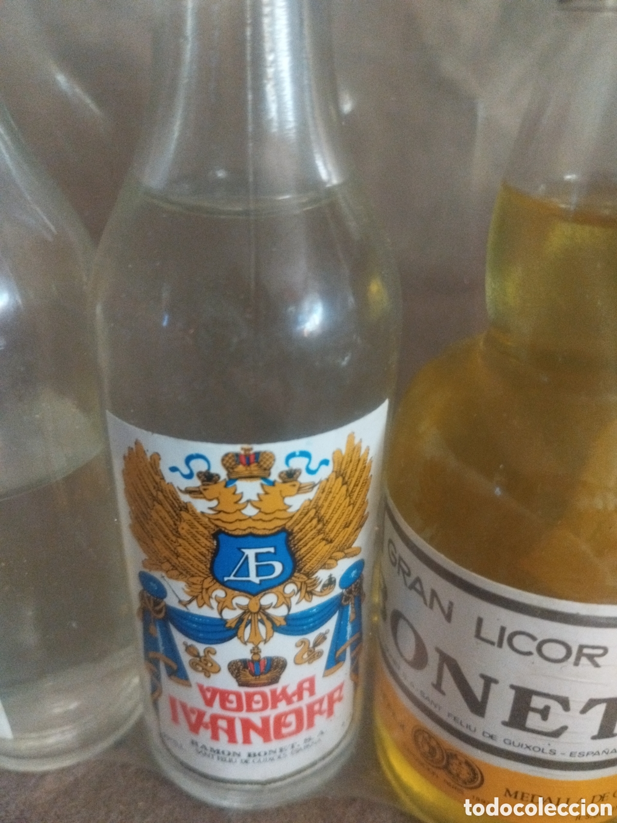 Botellas antiguas: Juego botellines bonet - Foto 4